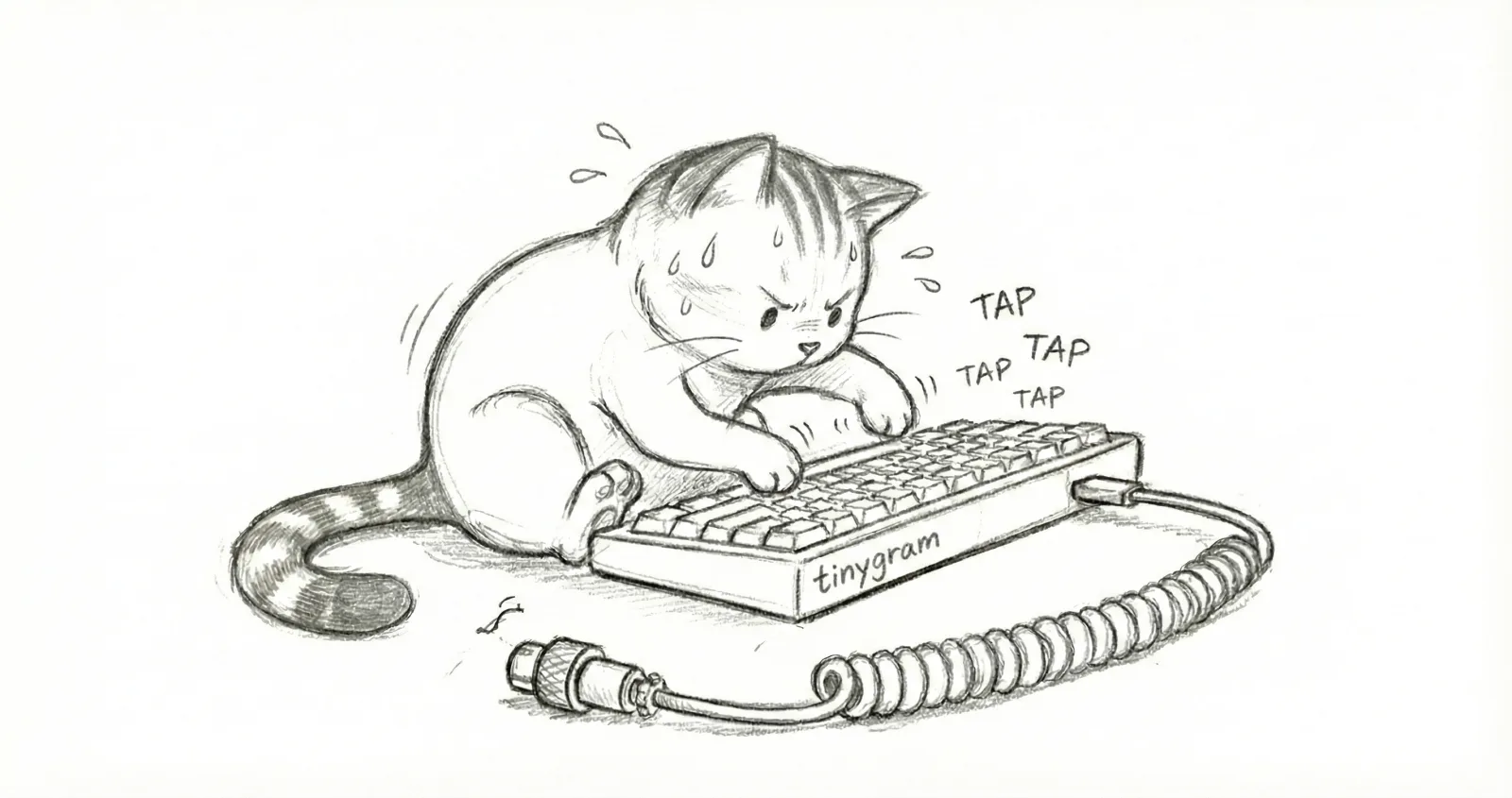 키보드를 두드리는 tinygram 고양이